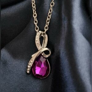 925 Sterling Silver Colorful Garnet Waterdrop Pendant Necklace